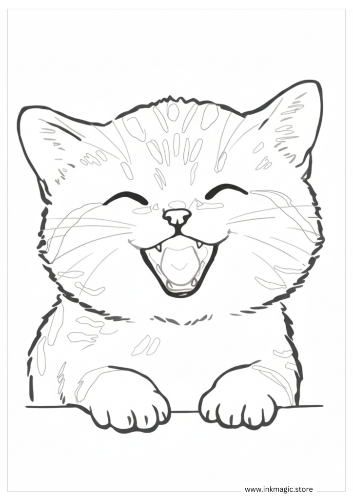 Realistic kitten coloring page