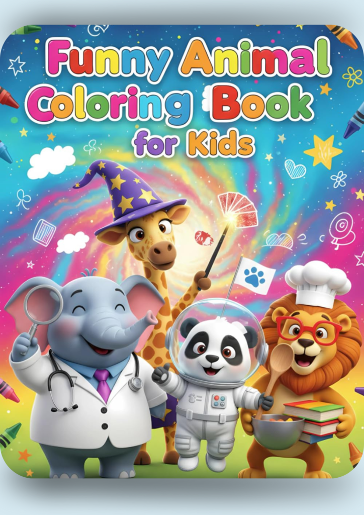 Funny animals coloring book for kids 