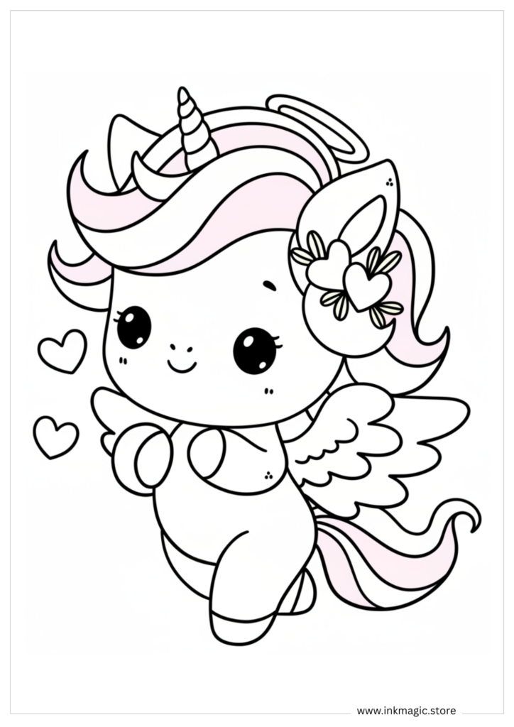 flying unicorn with wings coloring page