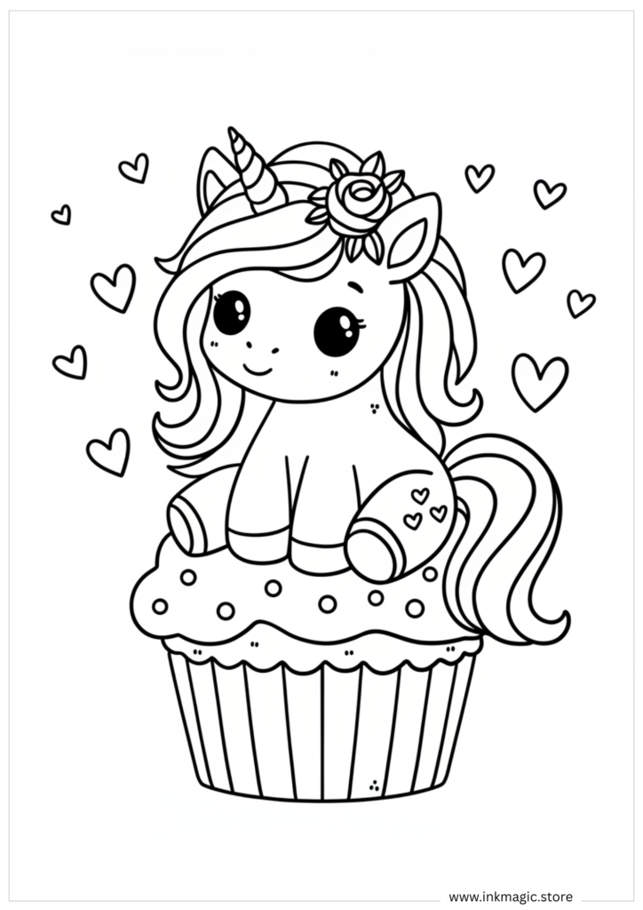 realistic unicorn coloring page with detailed features