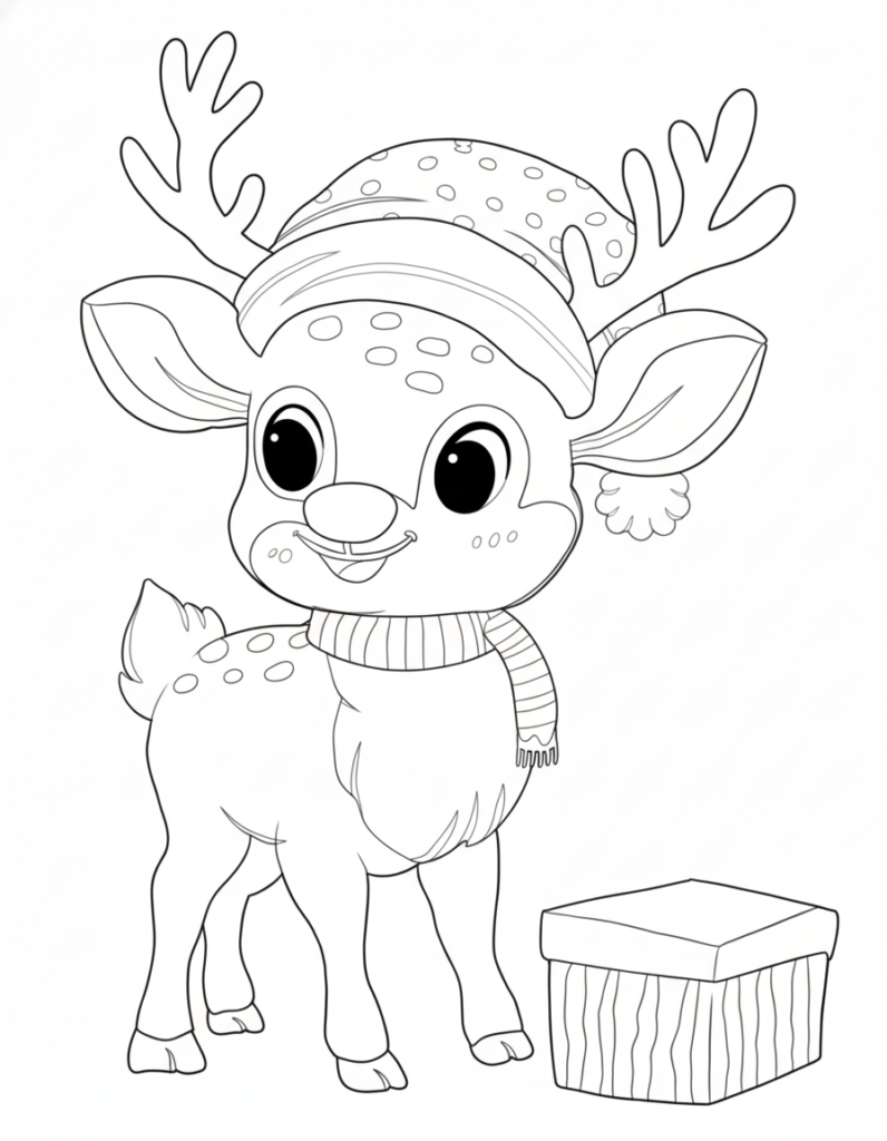 Deer Christmas Coloring page
