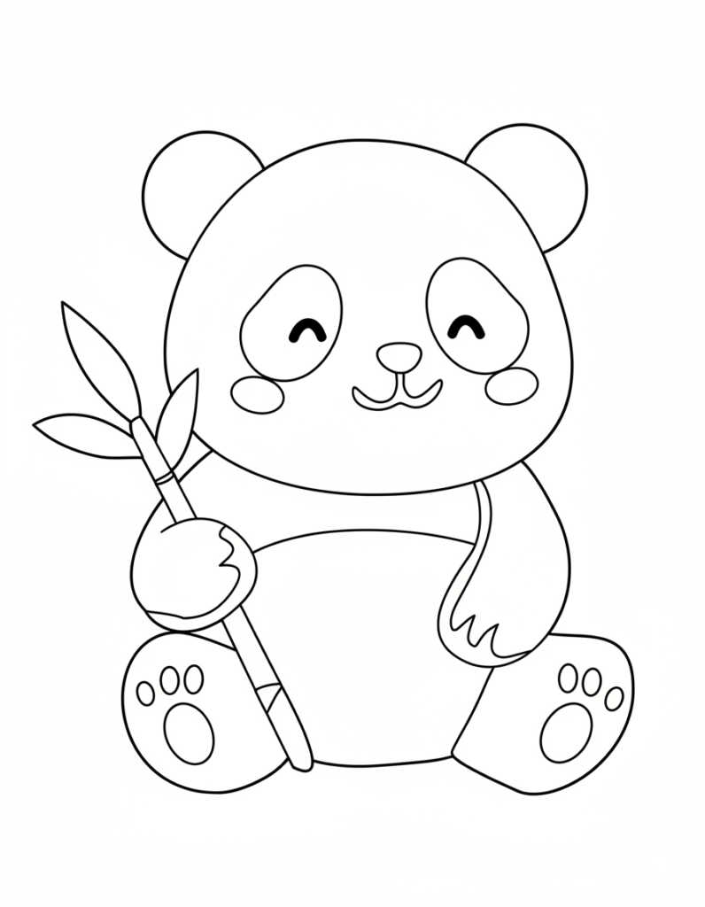 Panda with bamboo coloring page