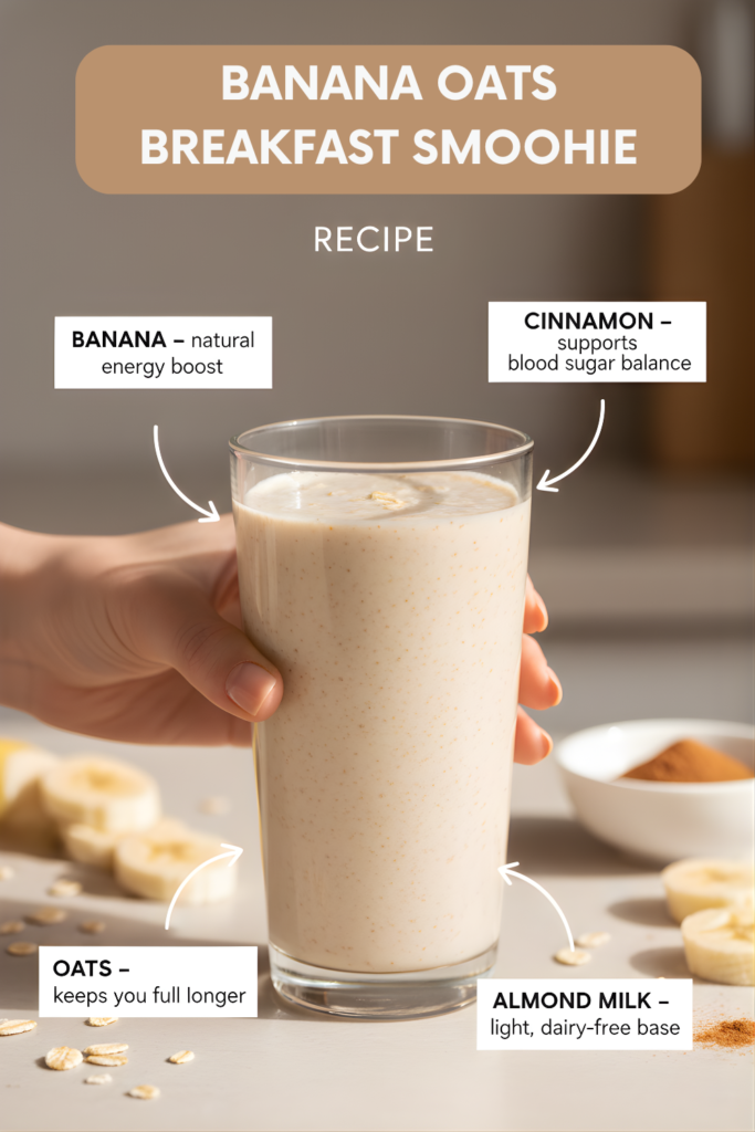 Banana Oats Breakfast Smoothie Recipe